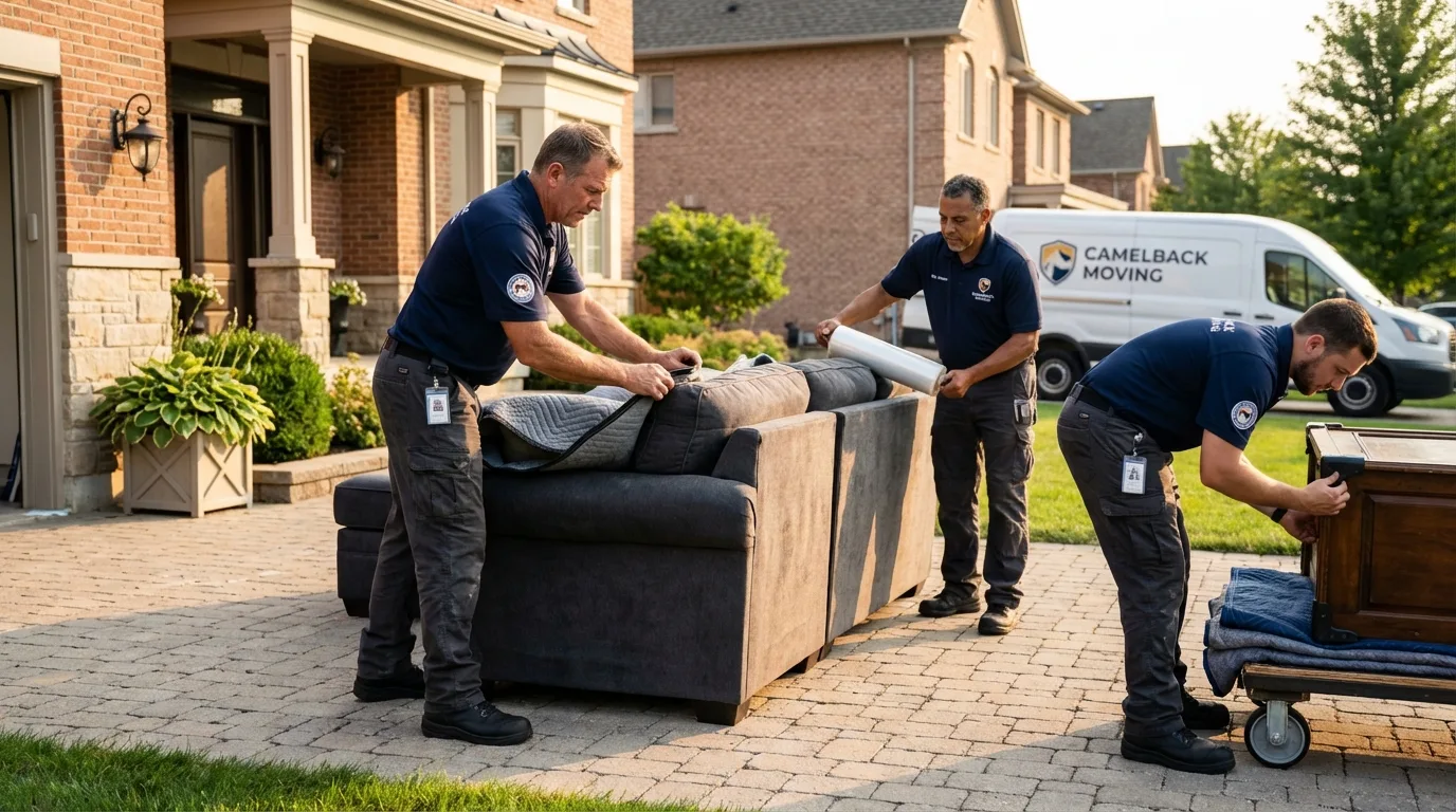 Large estate moving crew wrapping furniture in Oceana, WV